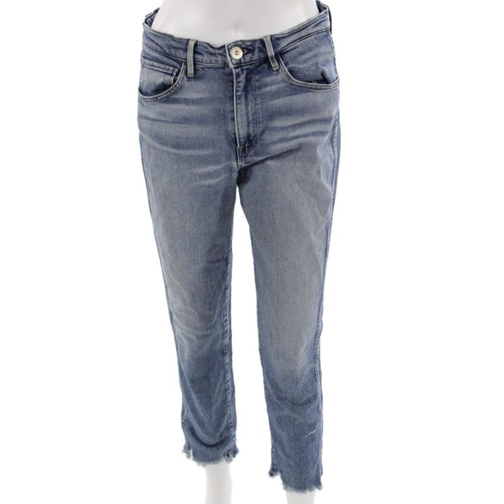 3x1 NYC Women Ankle Cropped Mid Rise Blue Jeans Size 24